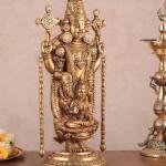 Superfine Brass Tirupati Balaji Idol with Padmavati | 20" Sacred Masterpiece | 8kg Temple Grade Art | Divine Engraved Murti | Jaipurio